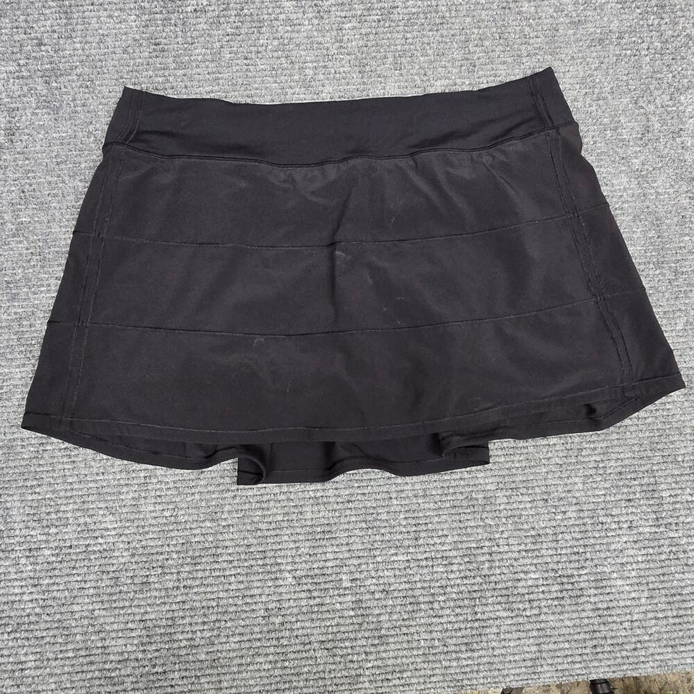 Lululemon Pace Rival Mid-Rise Skirt Long 15" Black Size 14 Athleisure Skort